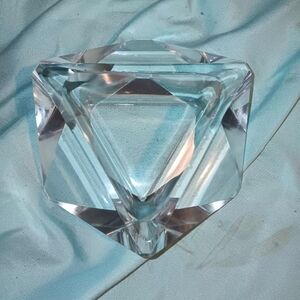 Mid Centery Modern Clear Crystal Diamond Paperweight Trinket Dish